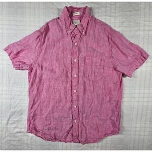J Crew Mens Shirt Baird McNutt Irish Linen Button Down Classic Fit Pink M